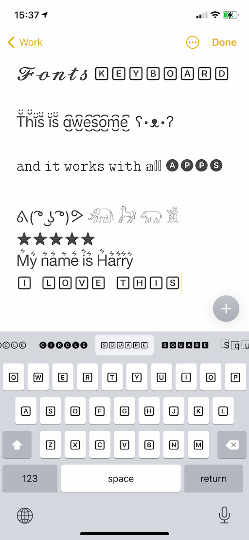 Fonts Keyboard app screenshot
