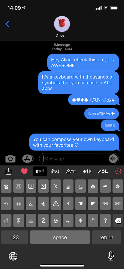 Symbols Keyboard app screenshot